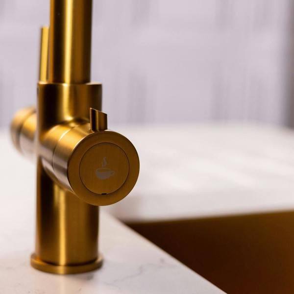 Flode Vier | 4 in 1 Instant Boiling & Filtered Cold Water Tap | Brushed Gold Finish