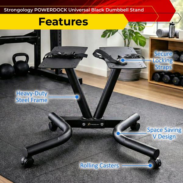 Homeology Durable Steel Adjustable Dumbbell Universal Floor Stand, Space Saver Adjustable Weights Rack (Dumbbells Not Included)