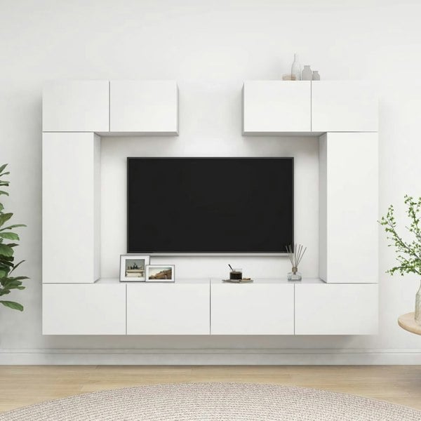 Berkfield 6 Piece TV Cabinet Set White Engineered Wood