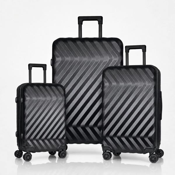 Gr8 Home 3 Piece Hard Shell Luggage Suitcase Set Cabin Medium Large TSA Lock Black
