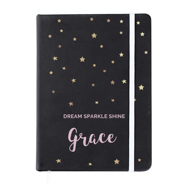 Personalised Starry Hardback Notebook - lifestyle shot