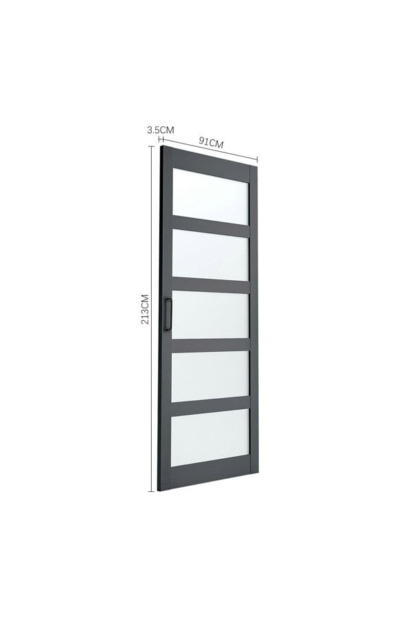 Living and Home 91cm W x 3.5cm D x 213cm H Farmhouse Style Wooden Barn Door with 183cm Slide Guide Dark Grey
