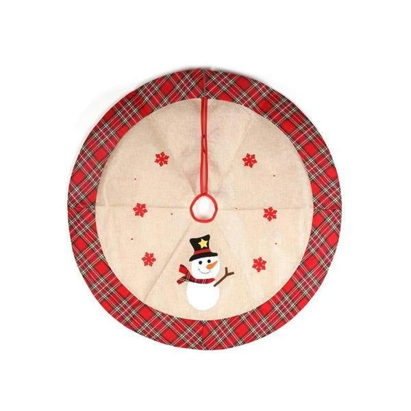 Christmas Tree Skirt Set of 4 with Snowman, Reindeer, Robin and Pudding Themed Designs image 4