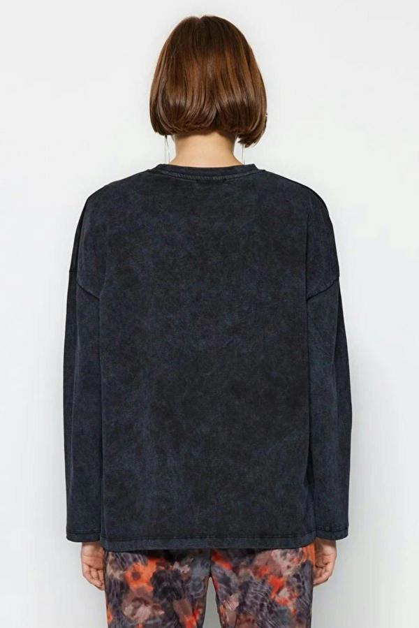 WOVCOR Thick Cotton Vintage Effect Relaxed Crew Neck Knit T-Shirt