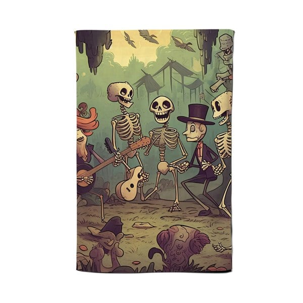 Warren Reed Cartoonish Skeletons Having A Party Tea Towel