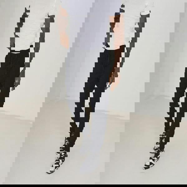 Brave Soul Navy Cotton Linen Blend Cargo Trousers - Navy Image 1