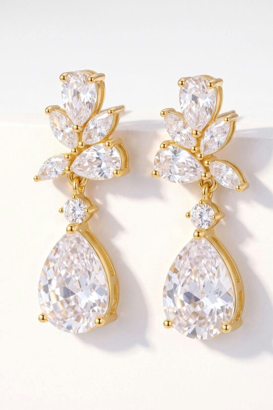 Latelita Eternal Love Drop Earrings Cz Gold
