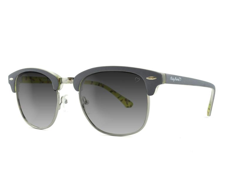Ruby Rocks Mayfair Wayfarer style Grey and green frame with metal lens surround and grey lens Sunglasses RR07-1