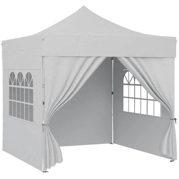 3 x 3 m Pop Up Gazebo with Sidewalls, UPF50+ Heavy Duty Garden Party Tent Marquee with Wheeled Carry Bag, Silver Grey