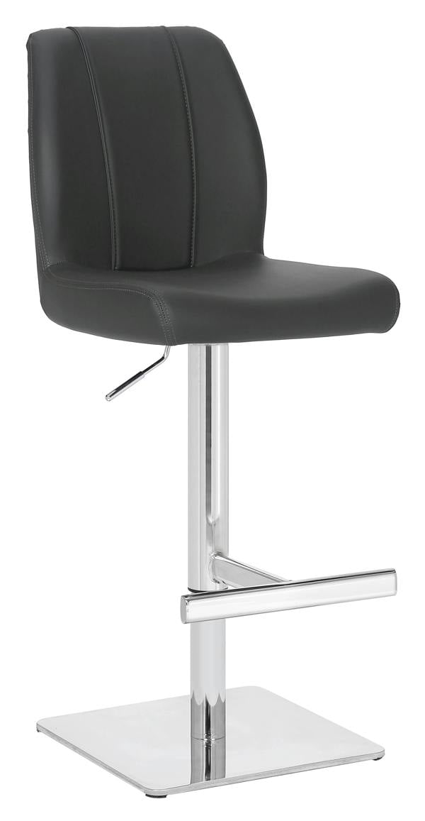 Lamboro Ravenna Deluxe Breakfast Bar Stool, Chrome Footrest, Height Adjustable Swivel Gas Lift, Home Bar & Kitchen Leather Barstool, Grey