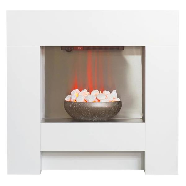 Adam Cubist Electric Fireplace Suite in White, 36 Inch