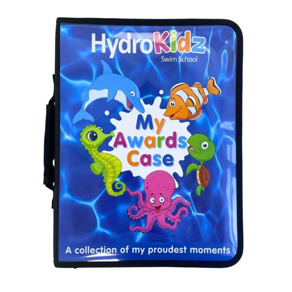 Blue HydroKidz swimming underwater awards case with sea creatures