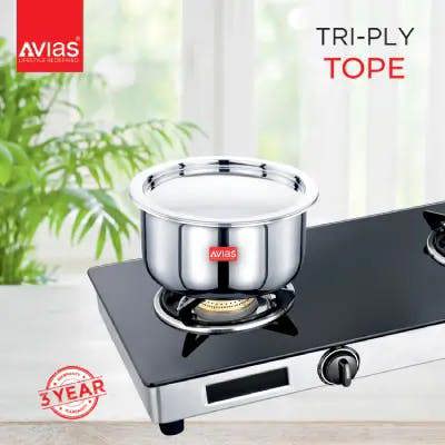 SS Utensils - Riara 3 Ply Tope with SS Lid 18cm