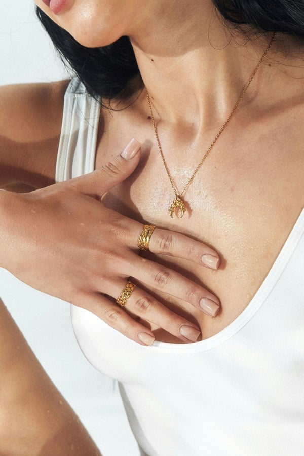 Elk & Bloom Molten Moment Chunky Abstract 14K Gold Chain Ring