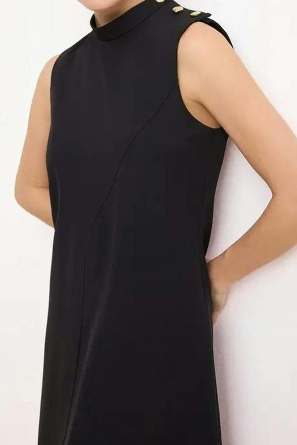 WOVCOR Solid Button Detail Mini Woven Dress