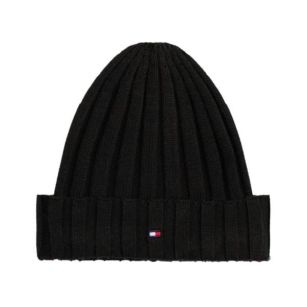Tommy Hilfiger Childrens/Kids Logo Rib Knit Turn Up Beanie - Black - 