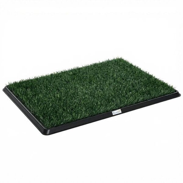 Dog Grass Pee Pad with Tray, Dog Toilet Tray with 2 Artificial Grass Mats, Portable Puppy Training Toilet