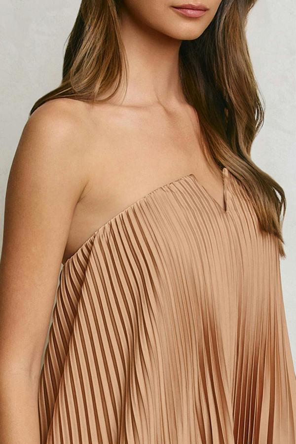 BALOU Womens Satin Pleated Maxi Dress