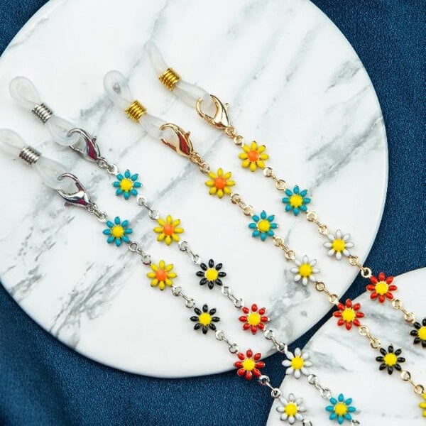 The Colourful Aura Multicolour Sun Flower Daisy Sun Glass Reading Eyewear Holder Lanyard Chain