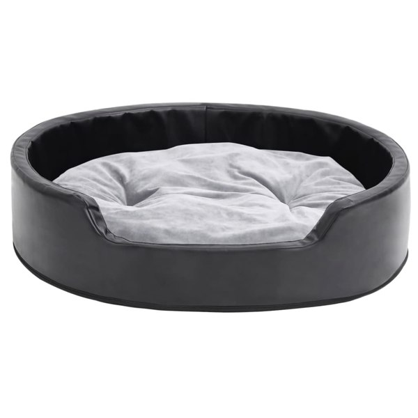 Berkfield Dog Bed Black and Grey 79x70x19 cm Plush and Faux Leather