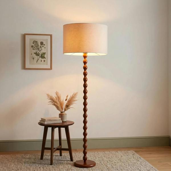 Classic Mahogany Wooden Classic Floor Light Base with Ball Pole Design Image 6