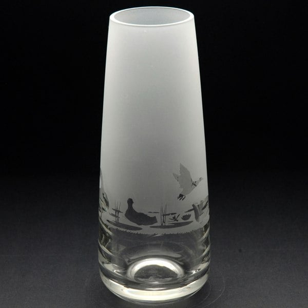 Glyptic Glass Art Duck Glass Bud Vase - Hand Etched/Engraved Gift