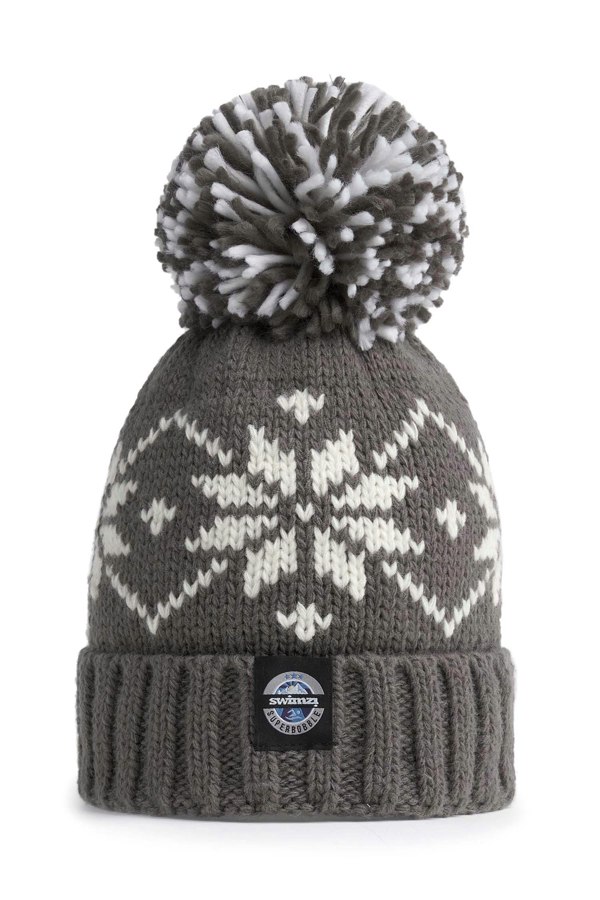 SuperBobble Nordic Knit Beanie Bobble Hat - Slate Flora