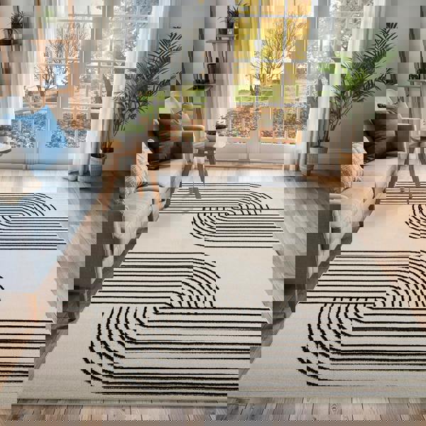 Livabliss Pisa-Modern Off-White Black Graphic Rug