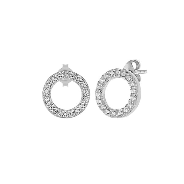 Spero London Sterling Silver Zirconia Circle Round Earrings