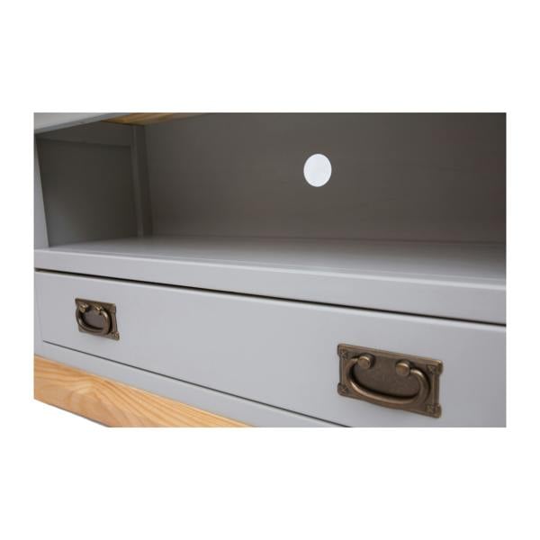 Cabinet Bits Bomporto Light Grey 1 Drawer TV Cabinet Brass Drop Handle