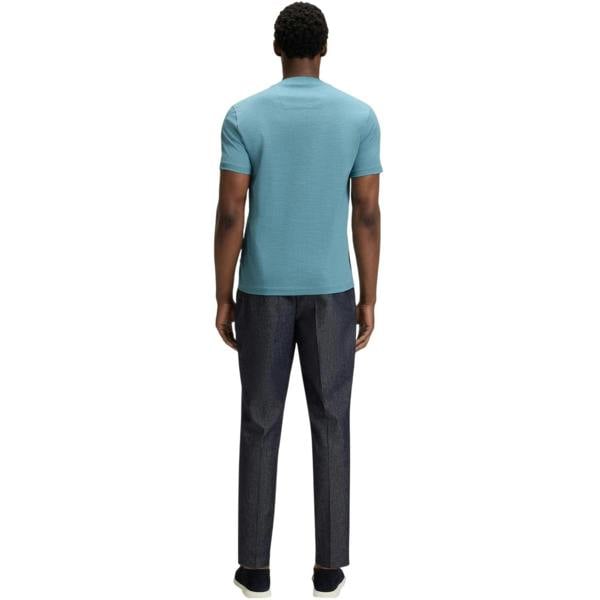 Boss Mens C-Thompson Ribbed Collar T-Shirt - Light Blue - 