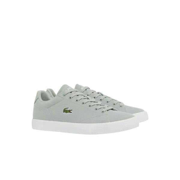 Lacoste Mens Lerond Canvas Low Flat Trainers - Grey/White - 