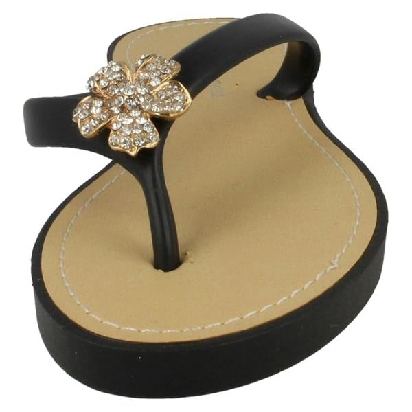 Savannah Ladies Savannah Toe Post Diamante Flower Detail Sandals