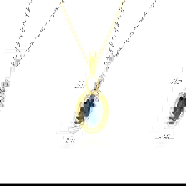 Gemondo Classic Oval Sapphire & Round Diamond Pendant Necklace In 9ct Yellow Gold