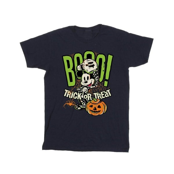 Disney Mens Boo Trick Or Treat Mickey Mouse Cotton T-Shirt - Navy Blue