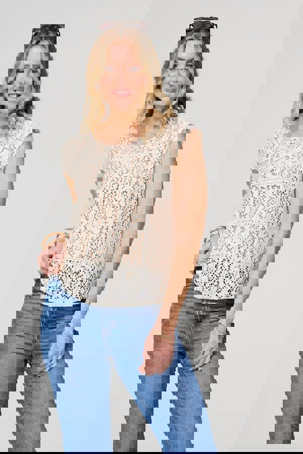 Ivory | Lace Crochet Detail Cap Sleeve Top