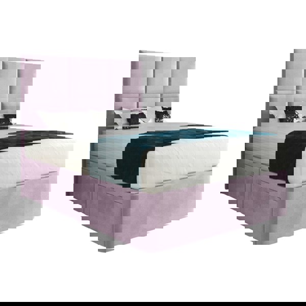 Casa Magna Caprio Upholserted Floorstanding Headboard With Divan Bed Frame - Pink