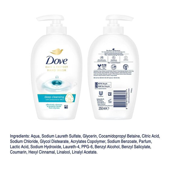 Dove Care & Protect Hand Wash Deep Cleansing with Anti-Bac Effect 250ml, 24 Pack