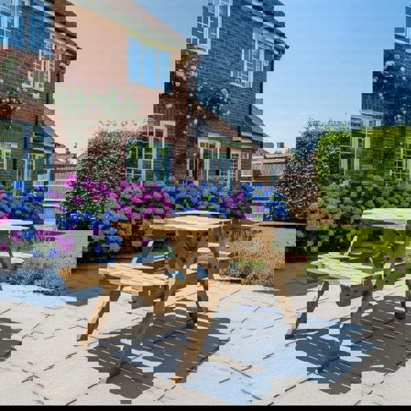 Arbor Garden Solutions Fortem Rounded Pub Style Picnic Table Benches Set - Rustic Finish