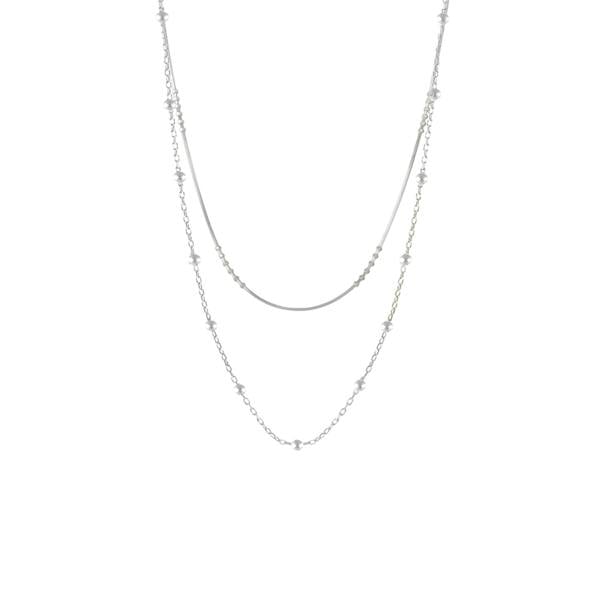 Spero London Beaded Chains Sterling Silver Layering Necklace Set