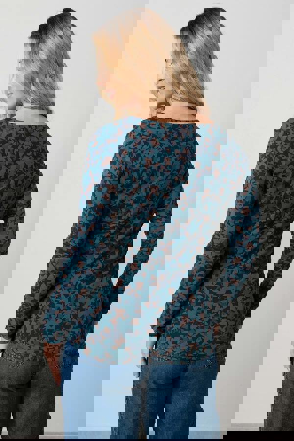 Lily & Me Monica Geometric Print Jersey Top Navy