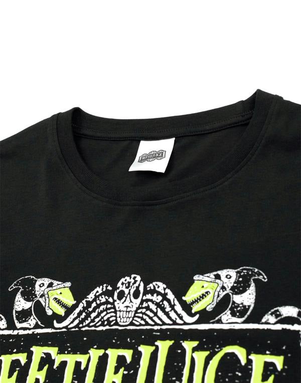 Beetlejuice Mens Black Logo Short Sleeve Long Leg Pyjama Set