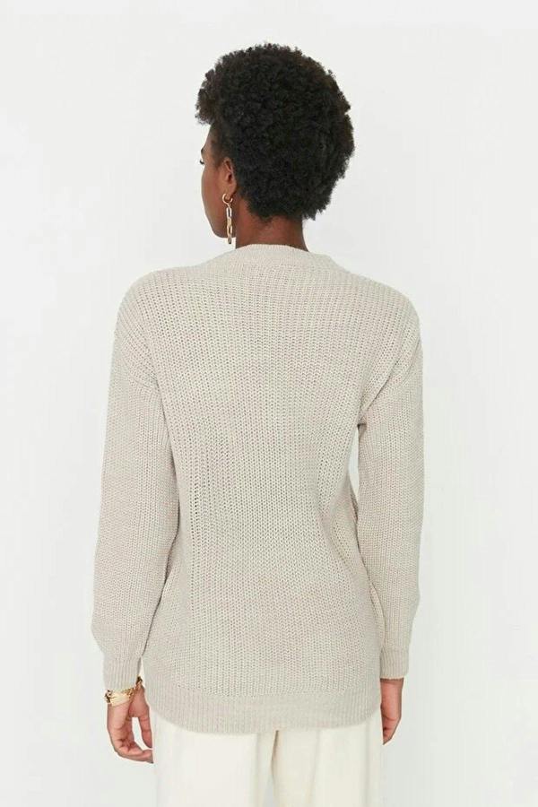 WOVCOR Openwork V-Neck Knit Sweater