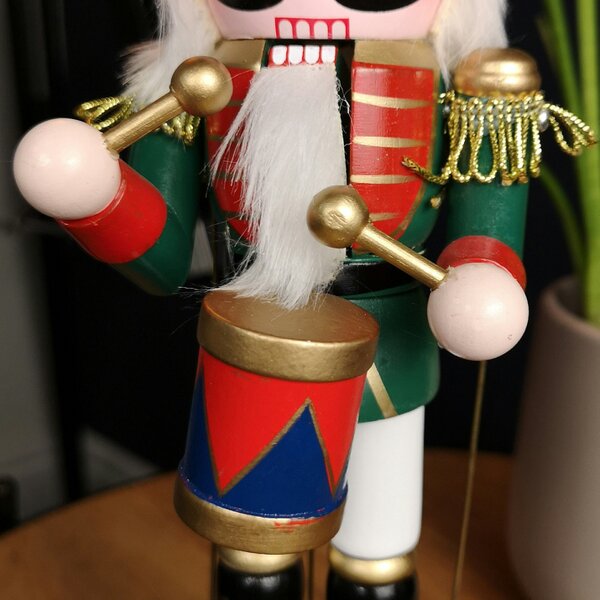 Samuel Alexander 30cm Musical Christmas Drummer Wooden Nutcracker Decoration