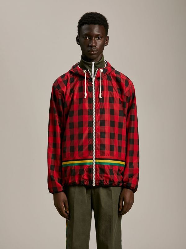 Palm Angels Buffalo Check Windbreaker Jacket - Red