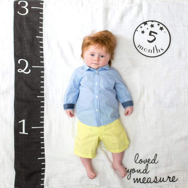 Lulujo - Baby's First Year Gift Set - Cotton Swaddle & Cards - Loved Beyond Measures