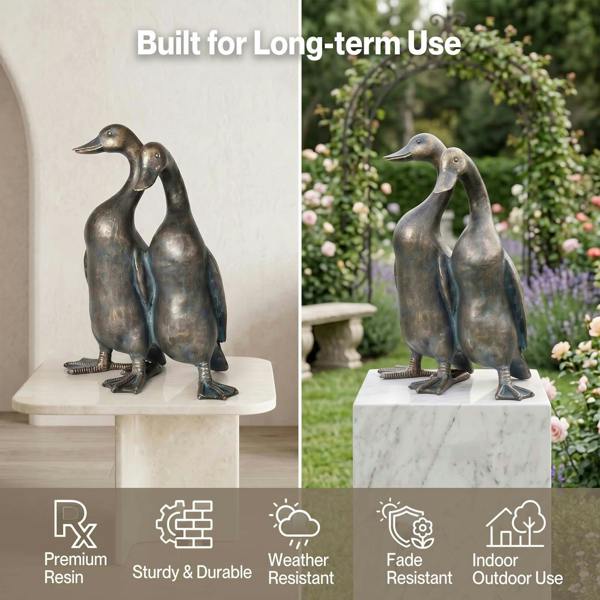 Levede&nbsp; Outdoor Resin Duck Sculpture Garden Ornaments Patio Yard&nbsp; Bronze color