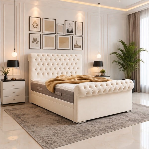 Paradise Beds Sleigh Divan Bed with Headboard