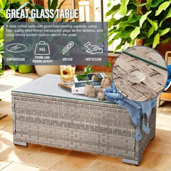 Oseasons Acorn Alt Rattan 6 Seat Corner Sofa Set in Dove Grey  with Creamy White Cushions