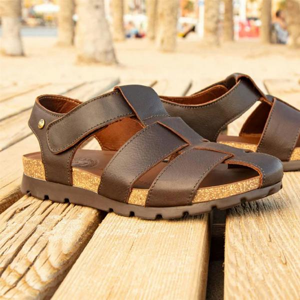 Panama Jack Men's Waterproof Bark Brown Leather Sandals - Stanley C1